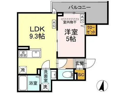 セレスティア大島(1LDK/3階)の間取り写真