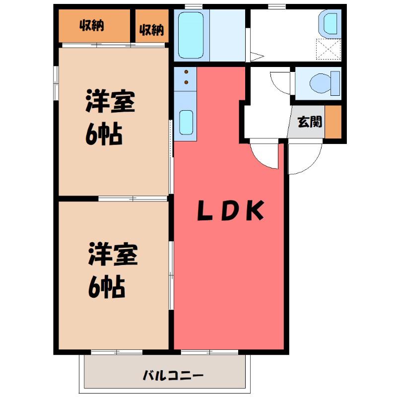 ボナール千吉良D(2LDK/1階)の間取り写真