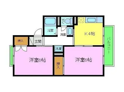 セジュール壱番館(2DK/2階)の間取り写真