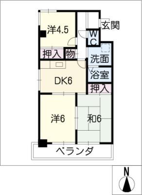 ヴェルデ平針南(3DK/2階)の間取り写真