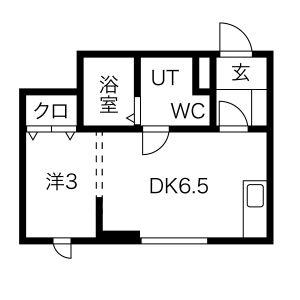 メリディアン泉ヶ丘(1DK/1階)の間取り写真