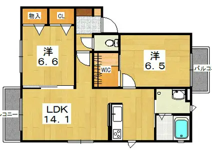 シャーメゾン カルチェラタン(2LDK/3階)の間取り写真