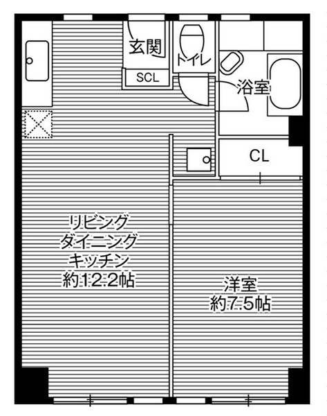 ビレッジハウス城北タワー1号棟(1LDK/11階)の間取り写真