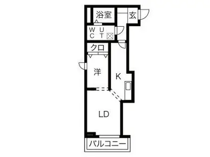 メリディアン多賀城笠神(1LDK/2階)の間取り写真