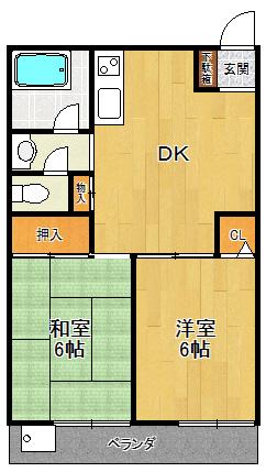 北夙川ハイツ(2DK/3階)の間取り写真
