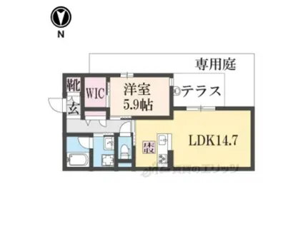 シャーメゾン宣光門(1LDK/1階)の間取り写真