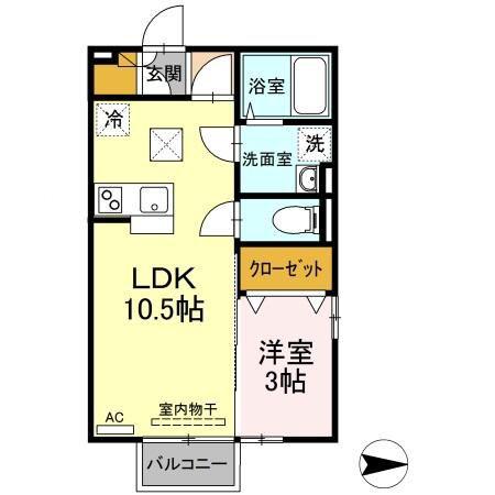 ラフィーネ(1LDK/1階)の間取り写真