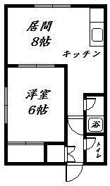 パークハウス(1DK/2階)の間取り写真
