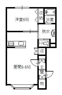 タウンズ東光3.3(1LDK/1階)の間取り写真