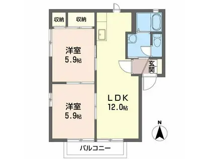 スカイプラザ A(2LDK/2階)の間取り写真