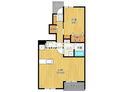 フローリア漣 4号館(1LDK/1階)の間取り写真