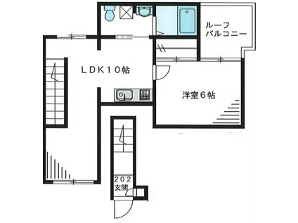 阿佐ヶ谷ヴィレッジ(1LDK/2階)の間取り写真