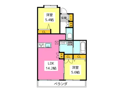 へーベルメゾン レガーロ青葉(2LDK/1階)の間取り写真