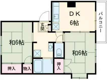 ドエルI(2DK/1階)の間取り写真