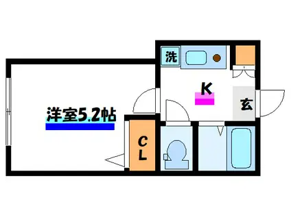 ネイビーフィールドII(1K/2階)の間取り写真