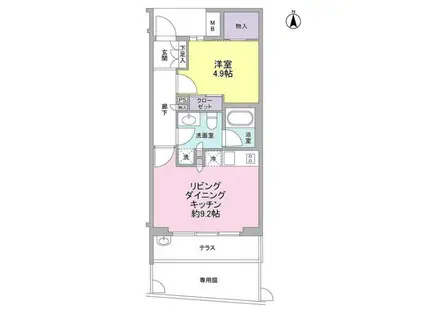 ナチュラーレ代沢(1LDK/1階)の間取り写真