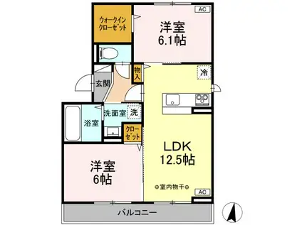 セジュール・リリー E(2LDK/3階)の間取り写真