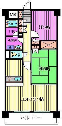 プリムベール南浦和(2LDK/4階)の間取り写真