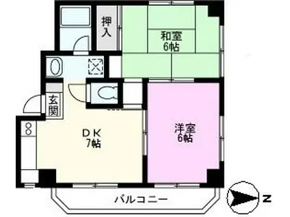 メゾン・ド・西町(2DK/2階)の間取り写真