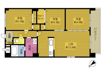 BAMBINI春日(3LDK/2階)の間取り写真