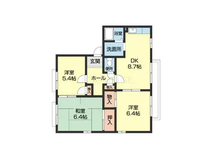 フレグランス中松江(3DK/2階)の間取り写真