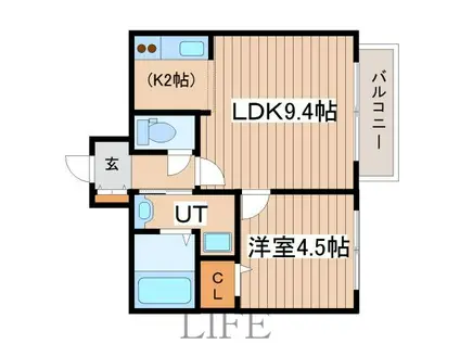 リュクス菊水(1LDK/2階)の間取り写真