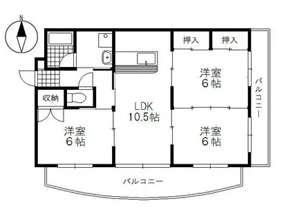 ライフシャトー(3LDK/4階)の間取り写真