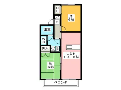 ソレイユ南本郷(2LDK/2階)の間取り写真