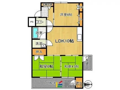 エメラルドマンション和白(3LDK/4階)の間取り写真