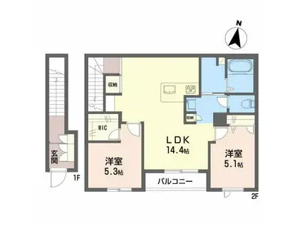 シャーメゾン ARC(2LDK/2階)の間取り写真