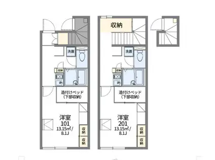 レオパレスHYT V(1K/2階)の間取り写真