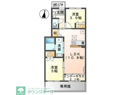 アールUII(2LDK/1階)の間取り写真