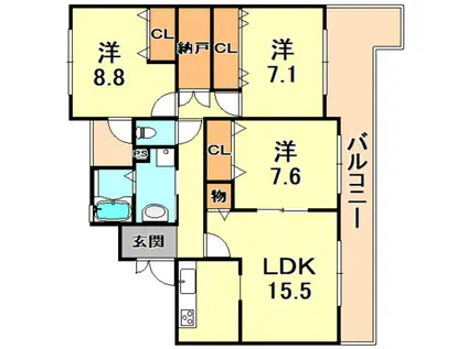 RUNOAS KOUSHIEN(3SLDK/2階)の間取り写真