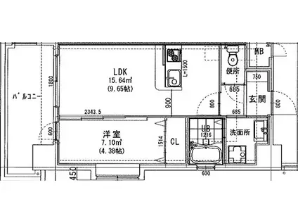 ラシュール・イン大橋II(1LDK/9階)の間取り写真