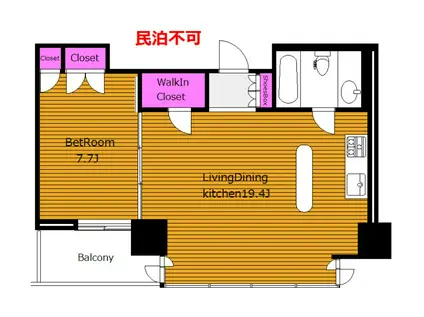 ペットと暮らせるお部屋 フォレストタウン参宮橋 FT(1LDK/9階)の間取り写真