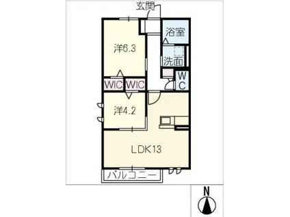 ハイムメゾン岐阜市八代(2LDK/1階)の間取り写真