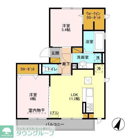 ヴィラージュA(2LDK/1階)の間取り写真