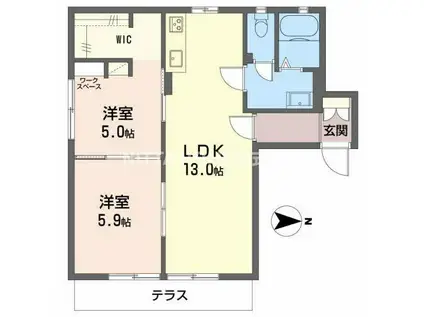 ハイツハーモニー(2LDK/1階)の間取り写真