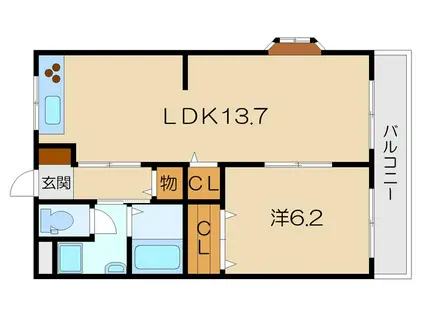 メゾンドワイズ(1LDK/1階)の間取り写真