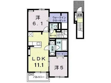 ジャンティ C(2LDK/2階)の間取り写真