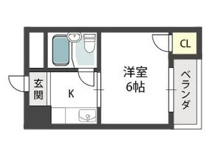 ニッコーハイツ(1K/2階)の間取り写真