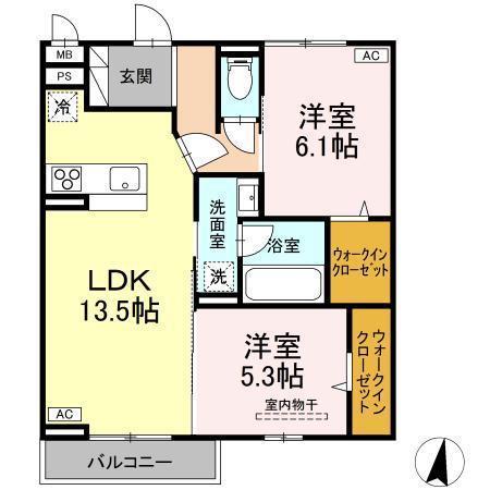 D-ROOMフィオーレ(2LDK/2階)の間取り写真