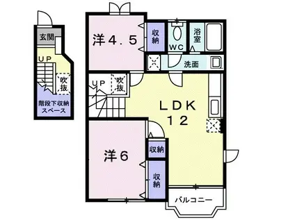 ドミールオカマエC(2LDK/2階)の間取り写真