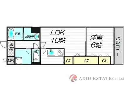 プリンスコート新高(1LDK/6階)の間取り写真