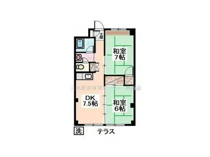 仲道マンション(2DK/1階)の間取り写真