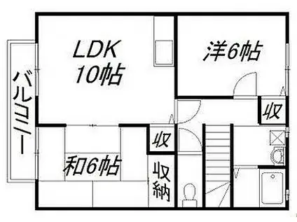 フェリーチェA(2DK/2階)の間取り写真