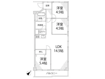 エバーグリーン今宿A棟(3LDK/8階)の間取り写真