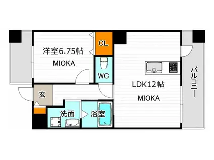 ヒカリビル(1LDK/6階)の間取り写真