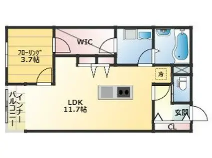 SPUMONI A棟(1LDK/2階)の間取り写真