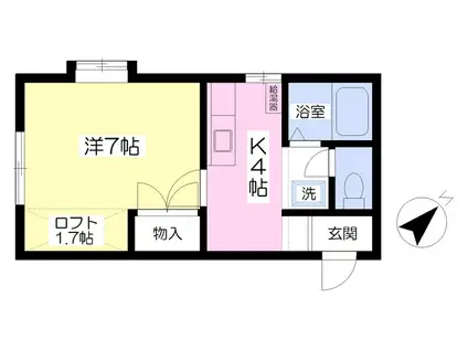 ラ・メゾン河原町(1K/1階)の間取り写真